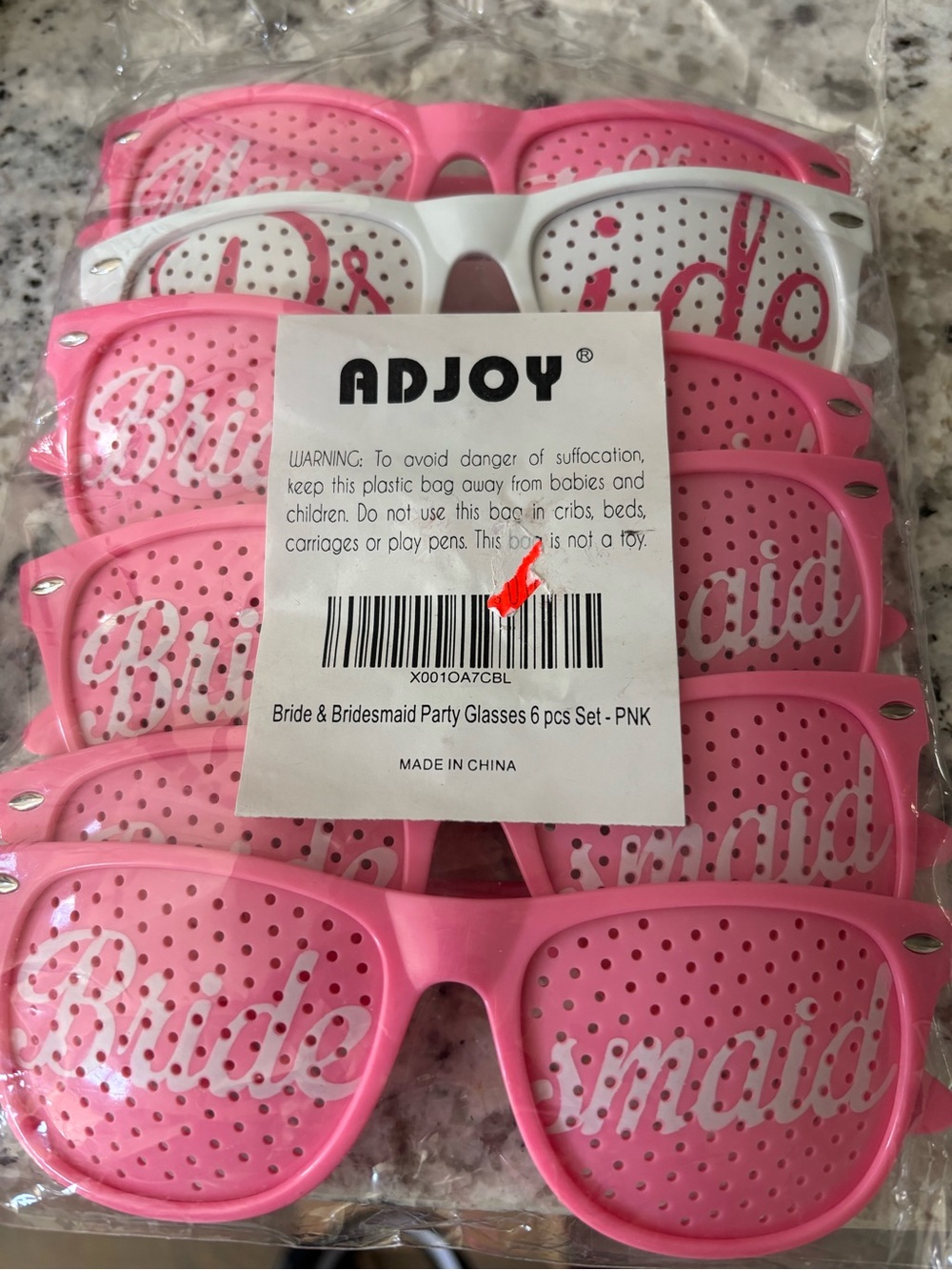 Pink Bride & Bridesmaid Party Sunglasses - 6 Pack
